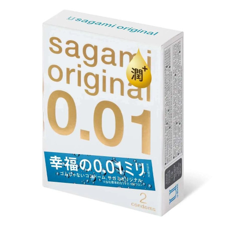 Презервативы "Sagami Original 0,01" полиуретановые, с обильной смазкой, 2шт 